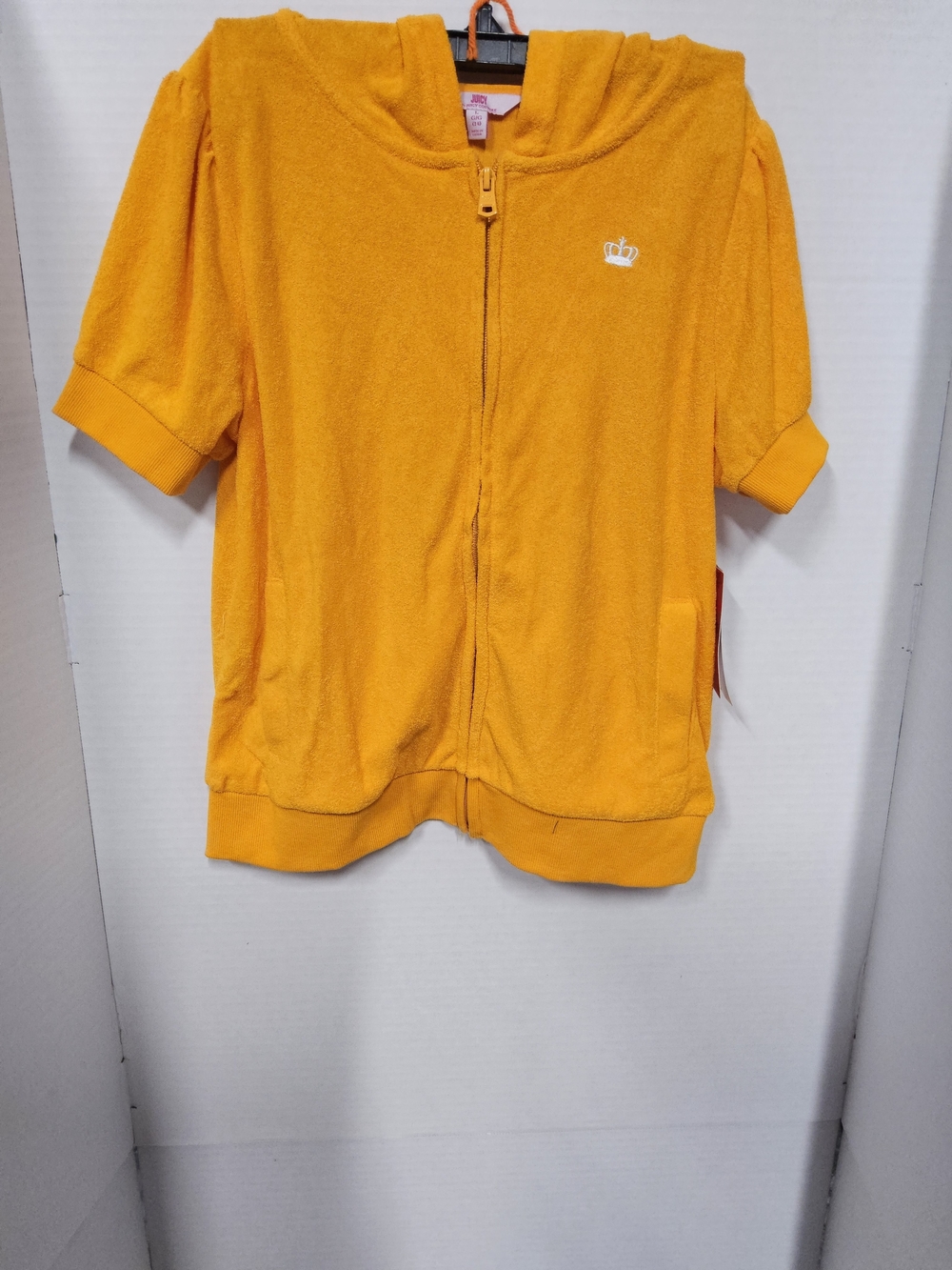 Girls Size 14 Juicy Couture Short-Sleeve Hooded Zip Top or Swim Cover in Orange